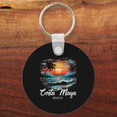 ファミリーバケーションレトロサンセットメキシココスタマヤ キーホルダー (正面)