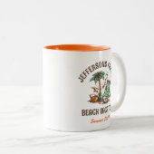 ファミリーバケーションヴィンテージレトロビーチホリデートリップ ツートーンマグカップ (正面右)
