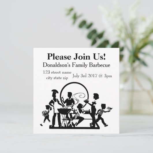 ファミリーバパーソナライズされたーベキュー 招待状 (スタンド正面)
