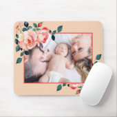 ファミリーバラフラワーアンドラブポートレートベージュフレーム マウスパッド (マウス)