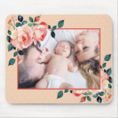 ファミリーバラフラワーアンドラブポートレートベージュフレーム マウスパッド (正面)
