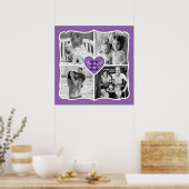 ファミリーバレンタインハートフォトグリッドパープル ポスター (キッチン)