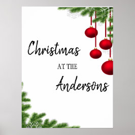 ファミリーパインフレームクリスマスオーナメント休日 ポスター
