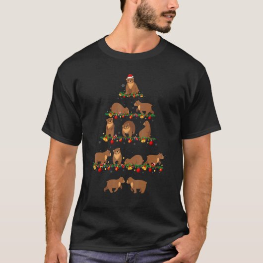 ファミリーパジャマがクリスマスマッチンググリズリーベアをセット Tシャツ (正面)