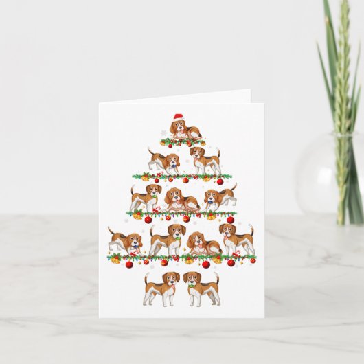 ファミリーパジャマがクリスマスマッチングビーグル犬Xをセット カード (正面)