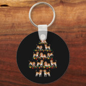 ファミリーパジャマがクリスマスマッチングビーグル犬Xをセット キーホルダー (正面)