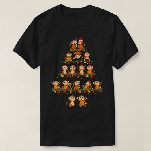 ファミリーパジャマセットクリスマスマッチングサルクリスマス Tシャツ (デザイン正面)