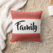 ファミリーパターンプリントスタイリッシュタイポグラフィサンゴ クッション (ブランケット)