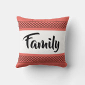 ファミリーパターンプリントスタイリッシュタイポグラフィサンゴ クッション (裏面)