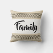 ファミリーパターンプリントスタイリッシュタイポグラフィベージュ クッション (裏面)