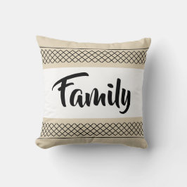 ファミリーパターンプリントスタイリッシュタイポグラフィベージュ クッション