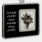 ファミリーパック強度引用文ウルフマウンテンアート シルバープレートフレームオーナメント (右)