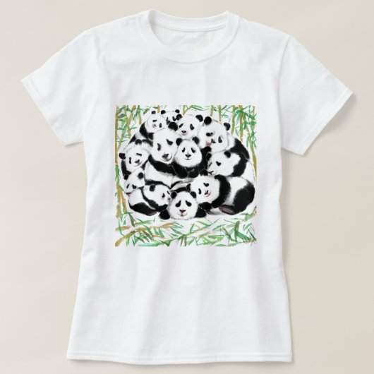 ファミリーパンドラ(PANDAS)Tシャおもしろいツ Tシャツ (デザイン正面)