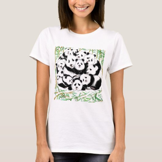 ファミリーパンドラ(PANDAS)Tシャおもしろいツ Tシャツ (正面)