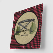 ファミリーパーソナライズされたウェルカムマウンテンレイクキャビン スクエア壁時計 (傾斜)