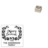 ファミリーパーソナライズされたクリスマスホリーリース ラバースタンプ (押印)