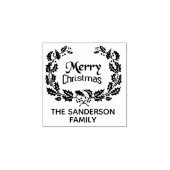 ファミリーパーソナライズされたクリスマスホリーリース ラバースタンプ (インプリント)
