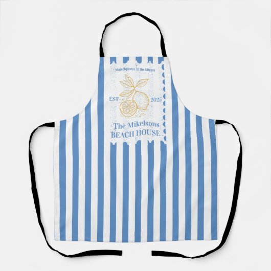 ファミリーパーソナライズされたコースタルレモンビーチハウスデコ エプロン (正面)
