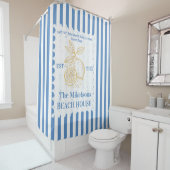 ファミリーパーソナライズされたコースタルレモンビーチハウスデコ シャワーカーテン (インサイチュ)