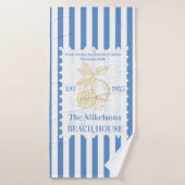 ファミリーパーソナライズされたコースタルレモンビーチハウスデコ バスタオル (バスタオル)