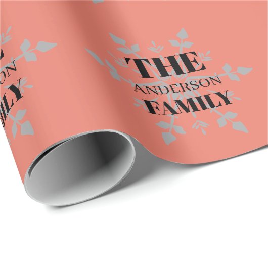 ファミリーパーソナライズされたシグネチャースノーフレークレッド ラッピングペーパー (ロールコーナー)