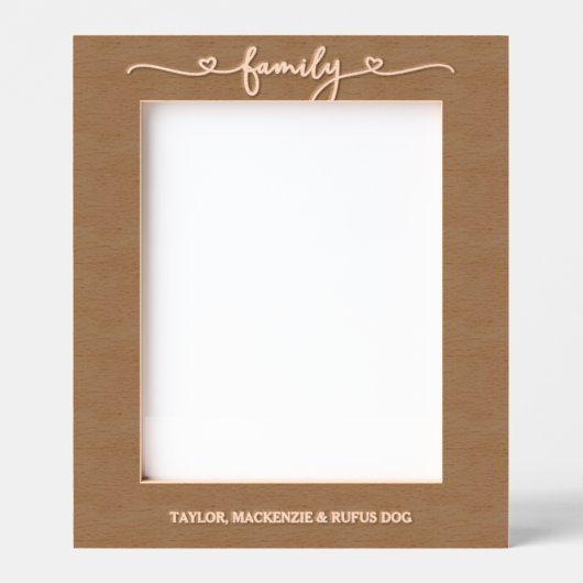 ファミリーパーソナライズされたタイポグラフィラブズハート レーザー彫刻フレーム (正面)