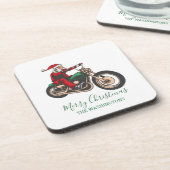 ファミリーパーソナライズされたバイクもしくは自転車に乗る人サンタクリスマス コースター (左側)