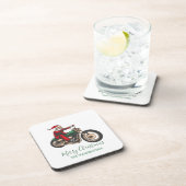 ファミリーパーソナライズされたバイクもしくは自転車に乗る人サンタクリスマス コースター (右側)