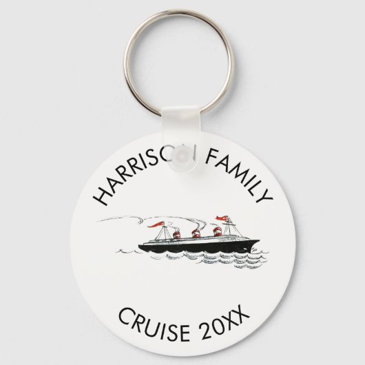 ファミリーパーソナライズされたバケーションクルーズ |ヴィンテージ船 キーホルダー (正面)
