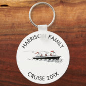 ファミリーパーソナライズされたバケーションクルーズ |ヴィンテージ船 キーホルダー (正面)