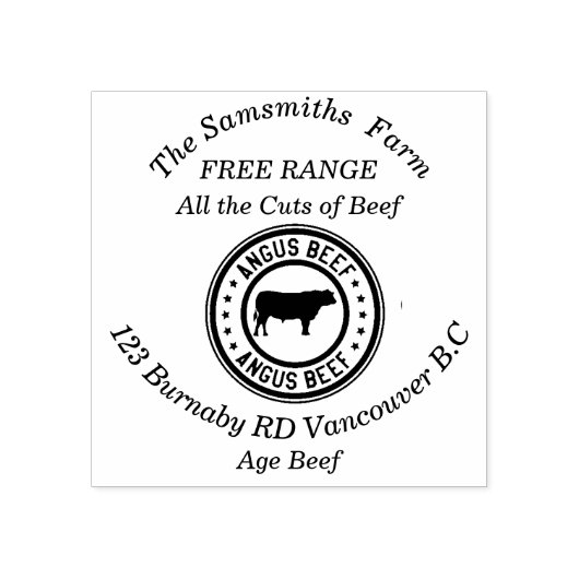 ファミリーパーソナライズされたビジネスアンガスビーフファーム ラバースタンプ (インプリント)