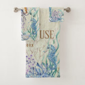 ファミリーパーソナライズされたビーチハウスシーライフ バスタオルセット (インサイチュ)