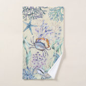 ファミリーパーソナライズされたビーチハウスシーライフ バスタオルセット (ハンドタオル)