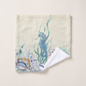 ファミリーパーソナライズされたビーチハウスシーライフ バスタオルセット (ウォッシュタオル)