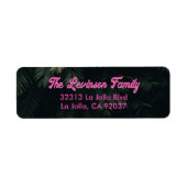 ファミリーパーソナライズされたピンク熱帯差出人住所 ラベル (正面)