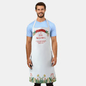 ファミリーパーソナライズされたフェスティバルホリディトリッ縁どト エプロン (着用した状態)