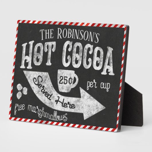 ファミリーパーソナライズされたホットココアバーサイン フォトプラーク (側面)