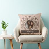 ファミリーパーソナライズされたポートレートウォームニュートラルマンダラ クッション (椅子)