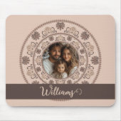 ファミリーパーソナライズされたポートレートウォームニュートラルマンダラ マウスパッド (正面)