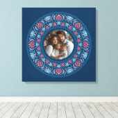 ファミリーパーソナライズされたポートレートブルーフェスティバルマンダラ キャンバスプリント (インサイチュ (ウッドフロア))
