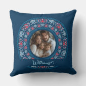 ファミリーパーソナライズされたポートレートブルーフェスティバルマンダラ クッション (裏面)