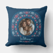 ファミリーパーソナライズされたポートレートブルーフェスティバルマンダラ クッション (正面)