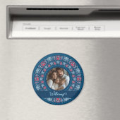 ファミリーパーソナライズされたポートレートブルーフェスティバルマンダラ マグネット (インサイチュ (食洗機))