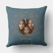 ファミリーパーソナライズされたポートレート金ゴールドロココマンダラ クッション (裏面)