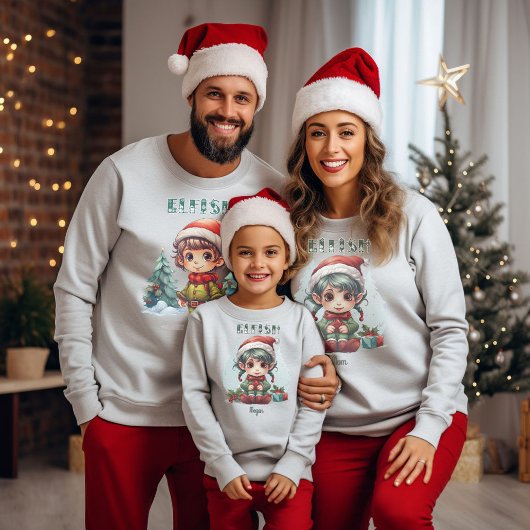 ファミリーパーソナライズされたマッチングクリスマス小妖精や小人 スウェットシャツ