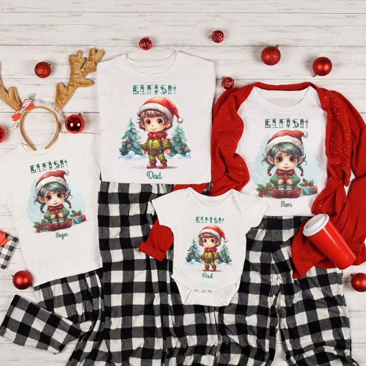 ファミリーパーソナライズされたマッチングクリスマス小妖精や小人 Tシャツ