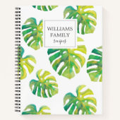 ファミリーパーソナライズされたレシピブックトロピカルモンステラ ノートブック (正面)