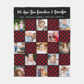 ファミリーパーソナライズされたレッドプレイドキルト13写真 フリースブランケット (正面)