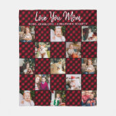 ファミリーパーソナライズされたレッドプレイド13フォトコラージュ フリースブランケット (正面)