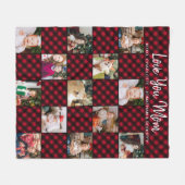 ファミリーパーソナライズされたレッドプレイド13フォトコラージュ フリースブランケット (正面(横))